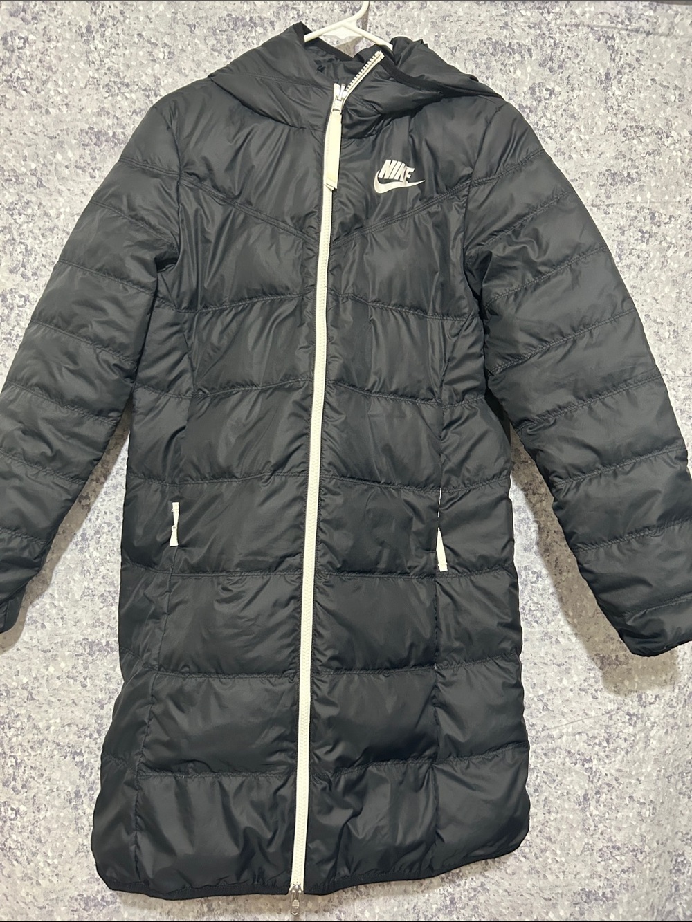 Nike Black Puffer Coat with White Trim reversible